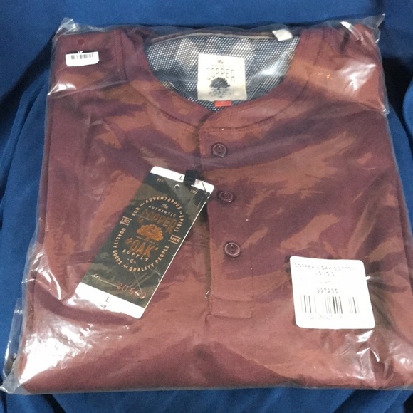 Copper and Oak Long Sleeve Henley Shirt Burgundy - Picture 4 of 4
